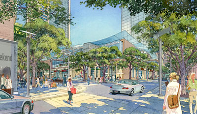 Street Perspective of Proposed River Oaks District Development by Oliver McMillan