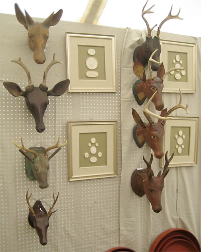 Faux Deer Heads and Intaglios, Round Top Antiques Show, Texas