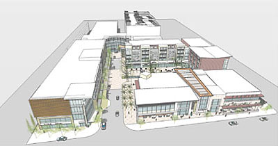 Aerial View of Proposed High Street Development at 4410 Westheimer, Houston, near Highland Village