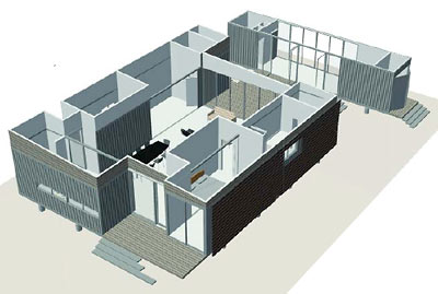 Rendering of Shipping Container House Design by Christopher Robertson
