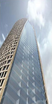 Rendering of Ritz-Carlton Hotel Tower Proposed for Blvd Place, Uptown, Houston, by SOM