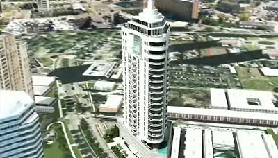 Video Still of The Titan, Randall Davisâ€™s Proposed Condo Tower on Post Oak Blvd., Uptown, Houston