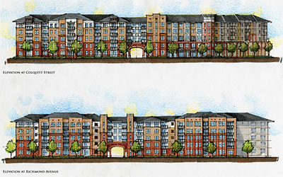Elevations of Proposed Courtyard on Richmond Apartments