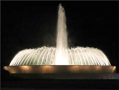 Mecom Fountain with Original Lighting, Main and Montrose, Houston