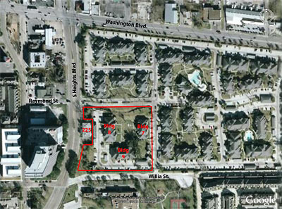 Aerial View of Archstone Memorial Heights Apartments Showing First Area to be Redeveloped