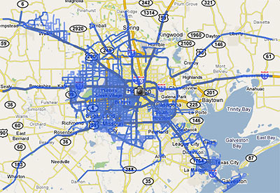 Google Street View Coverage of Houston