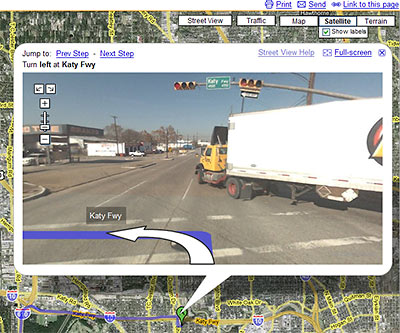 Turn by Turn Directions with Google Street View