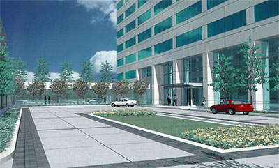 Entrance of Proposed Office Tower at 1600 West Loop South, Uptown, Houston