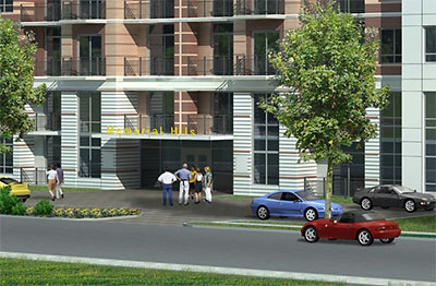 Rendering of Memorial Hills Apartments, 3200 Scotland St., Houston, by Ziegler Cooper Architects