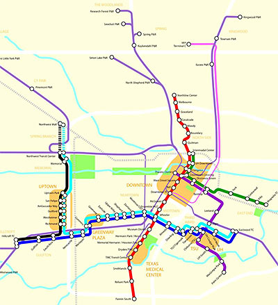 Map of 2012 Planned Houston Metro Light Rail Alignment by Christof Spieler