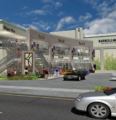 Close-Up, Rendering of Proposed River Oaks Shopping Center Building at Shepherd and West Gray, Houston