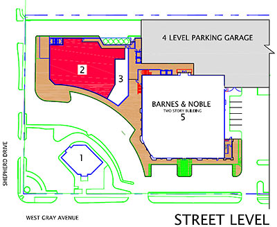 Site Plan, Proposed River Oaks Shopping Center Building at Shepherd and West Gray, Houston