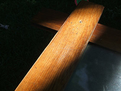 Detail of Shower-Door Table Built by Dan Axton