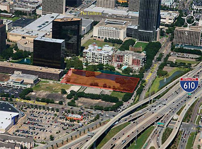 Aerial View of Site of Proposed Office Tower at 3100 Post Oak Blvd., Uptown, Houston