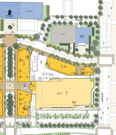 Closeup of North Portion of Plaza Level Site Plan, Blvd Place, Uptown, Houston