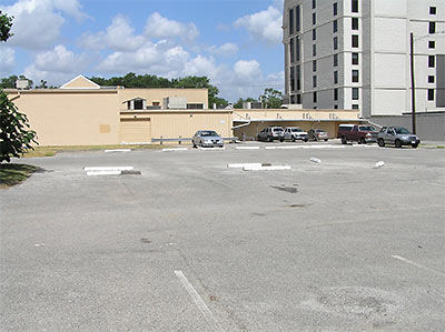 Parking Lot of RR Donnelley printing company building, 1015 S. Shepherd Dr., Houston