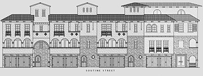 Elevation of The Modigliani, Townhouses on South MacGregor Way, Houston