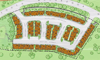 Site Plan, The Modigliani, Townhouses on South MacGregor Way, Houston