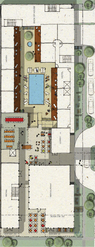 Site Plan for Proposed Hotel at 1634 Westheimer, Montrose, Houston