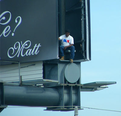 Man in Billboard over 59, Downtown Houston
