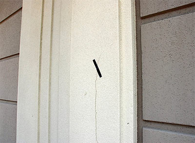 Crack in Stucco and Electrical Tape Repair, Circuit City, 4500 San Felipe St., Uptown, Houston