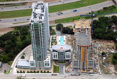 Aerial Photo of Second Mosaic Tower Under Construction, June 20, 2008, Hermann Park, Houston
