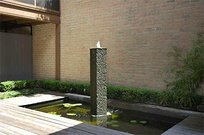 Fountain in Central Courtyard, 5306 Institute Ln., Jandor Gardens, Houston