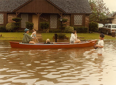Flooding in Houston after Hurricane Alicia, 1983