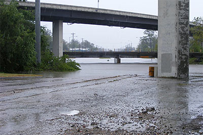 Flooding at Elysian St. and Kelley St. Near Start of Hardy Toll Road, 11 Days after Hurricane Ike, Houston