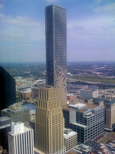 JPMorgan Chase Tower, Downtown Houston, after Hurricane Ike