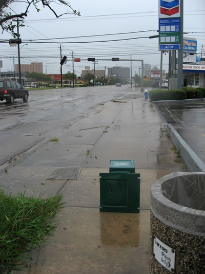 Corner of Kirby and Bissonnet after Hurricane Ike, Houston