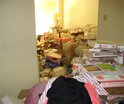 Interior of Extremely Messy Apartment in North Houston