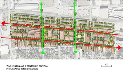 Plan of Washington Corridor Between Sawyer and Sabine Showing Proposed One-Way Streets