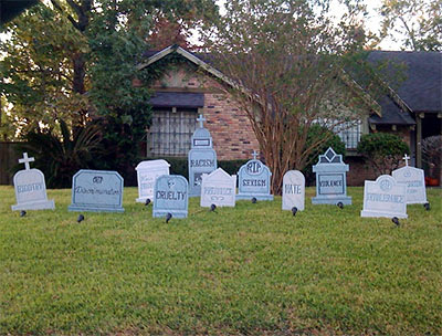 Halloween Tombstones in Glenbrook Valley