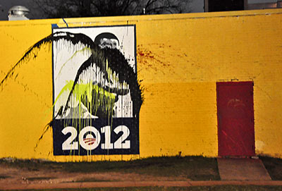 Reginald Adams Mural of President Obama, W. Alabama St. at 3710 Travis St., Midtown, Houston, January 2013