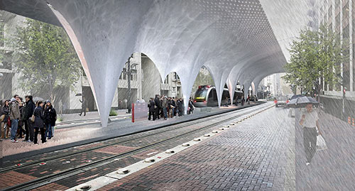 Snohetta Design for Central Station Canopy, Main St. at Capitol, Downtown Houston
