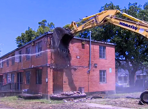 Demolition of Kelly Village Apartments, 1119 Grove St., Fifth Ward, Houston