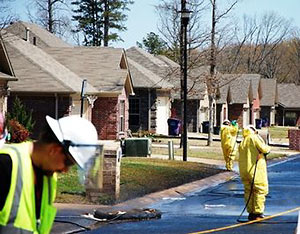Cleanup After Oil Spill in Northwoods Subdivision, Mayflower, Arkansas