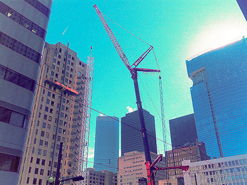 Crane for Demolition of Texas Tower, 608 Main St. at Texas, Downtown Houston