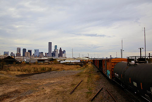 Trains North of Downtown Houston