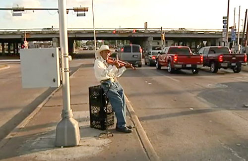 Violin Man Don Luis Cruz at Woodbridge and I-45, Gulfgate, Houston