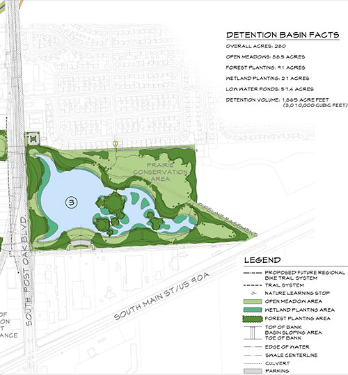 Site Plan of Willow Waterhole Stormwater Detention Basin Compartment 3, Southwest Houston