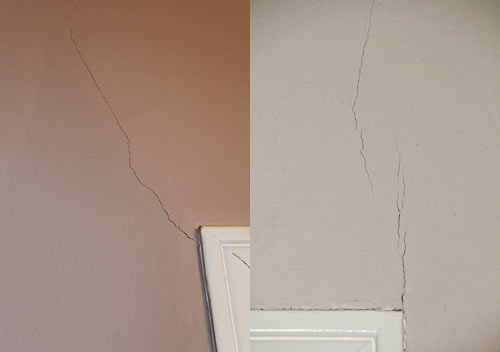 Wall Cracks, 2244 Welch St., Next Door to Construction Crane for 2229 San Felipe Office Tower, Vermont Commons, Montrose, Houston