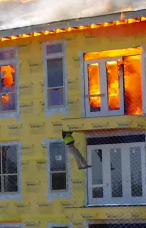Construction Worker Jumping from Fourth Floor Balcony During Fire at 2400 W. Dallas St., North Montrose, Houston