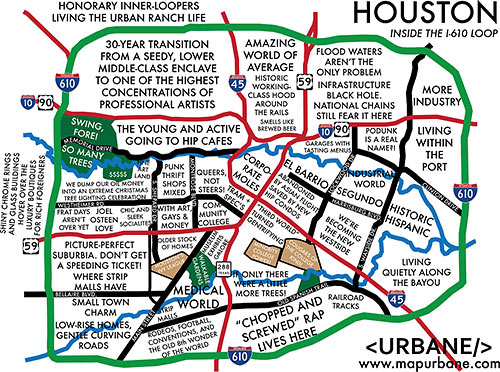 Urbane Neighborhood Culture Map of Houston's Inner Loop