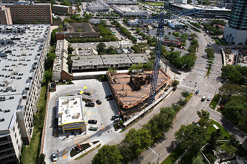 Aerial View of Galleria McDonald's and Astoria Condo Tower Under Construction, San Felipe St. at Garretson, Uptown, Houston