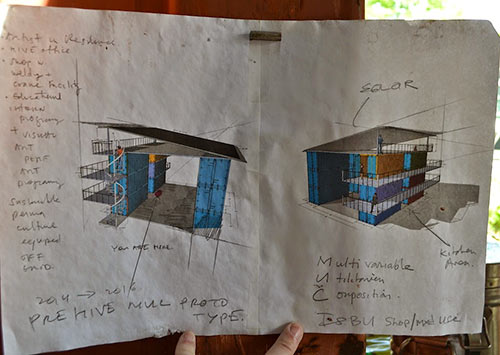 Drawing of Shipping Container Structure at Nestor Topchy's Residence, Brooke Smith, Houston
