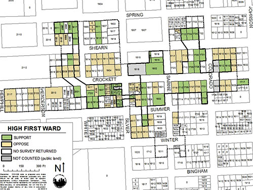 Map of Proposed and Revised High First Ward Historic District, Houston