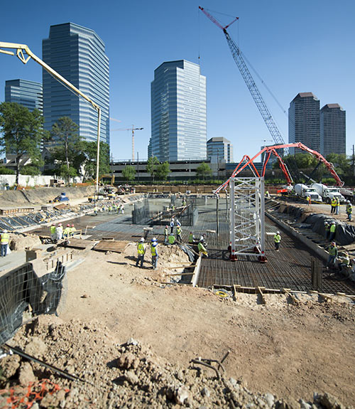 Foundation Pour for Belfiore Condo Tower, S. Post Oak Ln. at Wynden Rd., Uptown Park, Houston