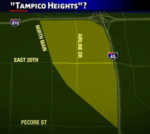 Map of Suggested Tampico Heights Location, Houston